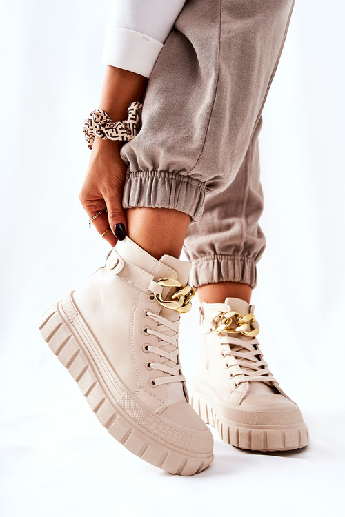 Vysoké tenisky na platforme Beige Standies