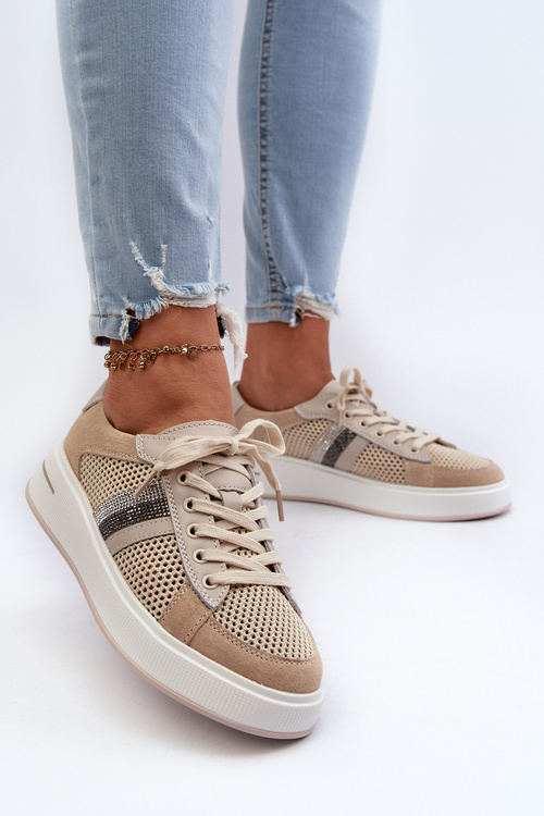 Dámské kožené tenisky D&A LR110 béžové