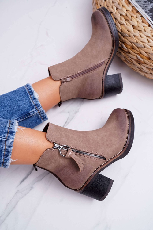 Dámské Kotníkové Boty Na Podpatku zateplené Béžové Delia