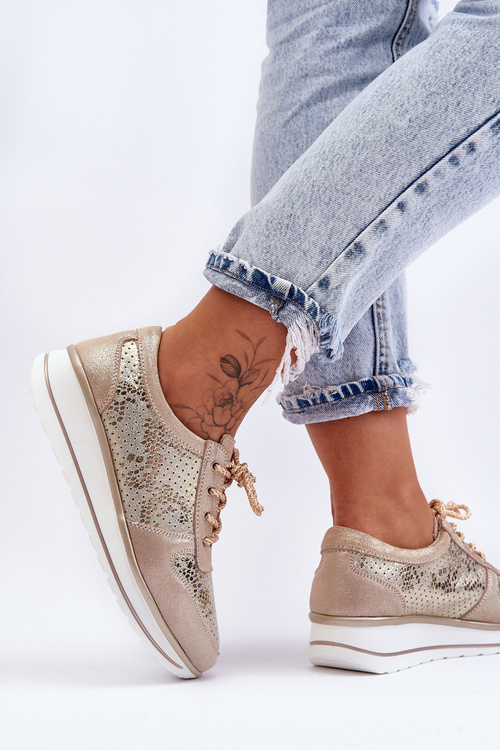 Kožené športové topánky s perforáciou S. Barski AL22246 Zlotys