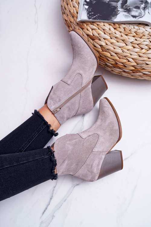 Dámské Kotníkové Boty Na Podpatku Kožené světle Cappuccino Nicole 2433