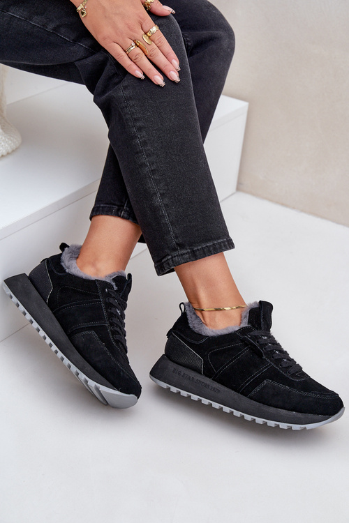 Dámské Tenisky S Kožíškem A Lesklým Prvkem Big Star OO274580 Černé