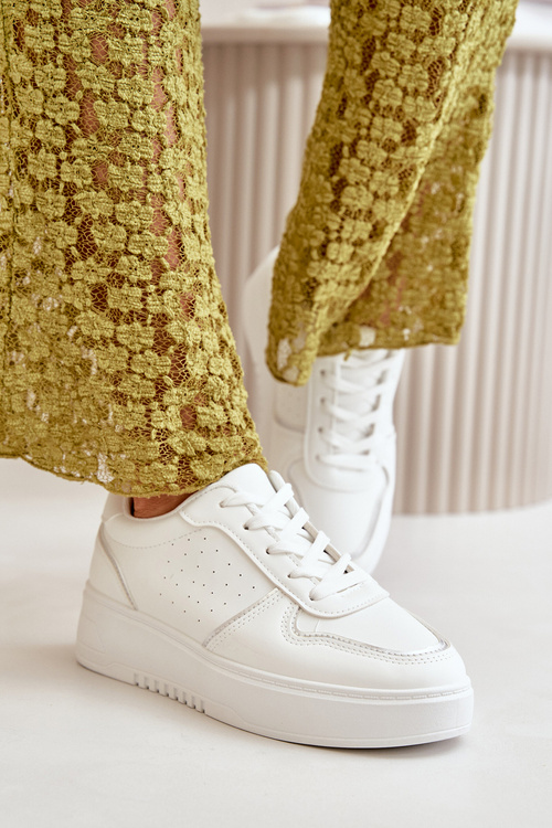 Dámské Tenisky Na Platformě S Dekorativním Šněrováním Bílé Mistra