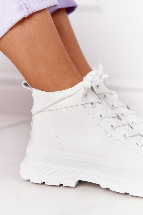 Dámské Kožené Tenisky Na Velké Podrážce Bílé Trissy