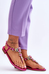 Dámske sandále flip -flops s kameňmi fuchsia lenisa