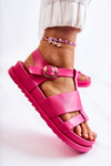 Kožené sandále na platforme Fuksja Tessa