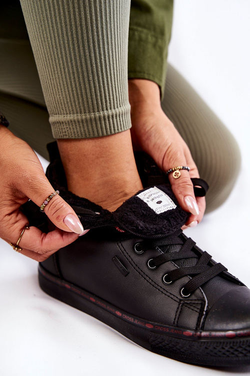 Dámske vysoké tenisky krížové džínsy KK2R4058C Čierne