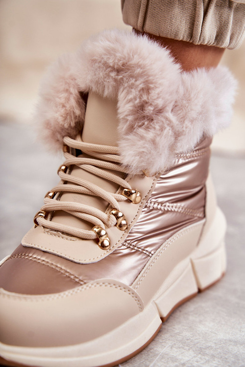 Dámské šněrovací sněhule Světle béžová Anna