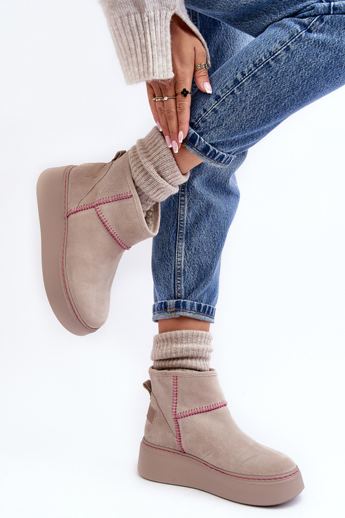 Dámské semišové sněhule Maciejka 06257-22 světle béžové