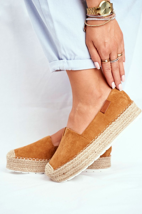 Ženské espadrilly na platforme Camel La Playa Linen