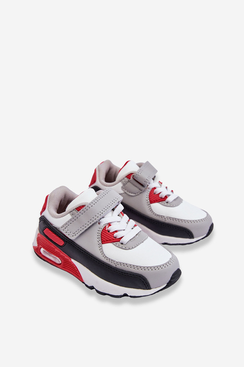 Dětské kožené sportovní boty na platformě Bílo-červená Lori