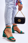 Saténové sandále s nízkym skloneným zeleným Julie