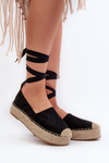 Dámské černé espadrilky se šněrováním na platformě s pletením Tailesse