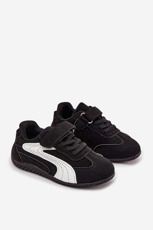 Dětské sportovní boty s přezkou Černo-bílé Perrin