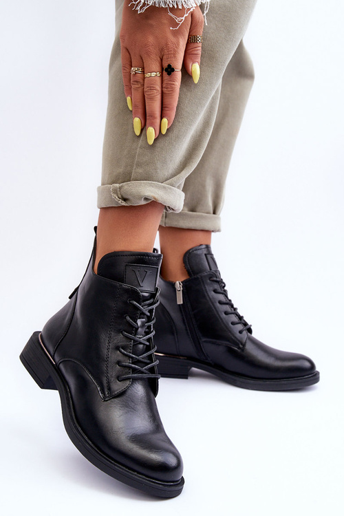 Dámske kožené topánky Čierne pracovníci Tedrick