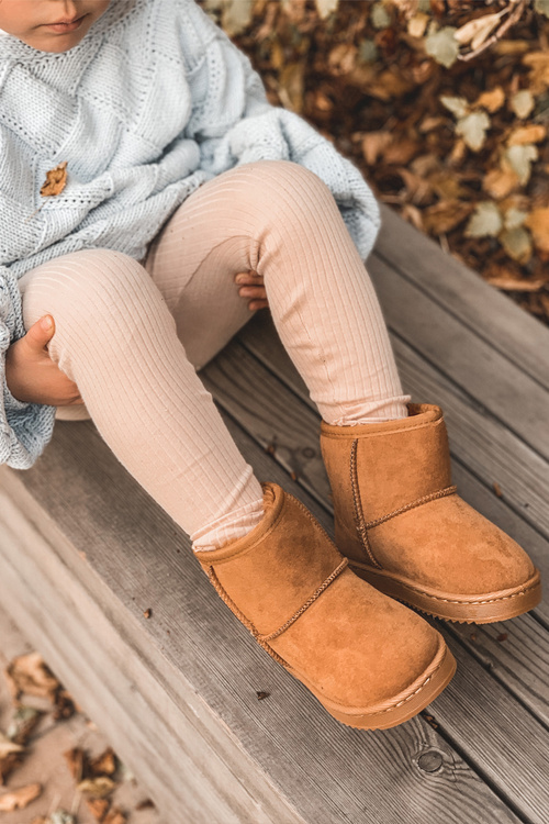 Dětské Teplé Sněhule Semišové Khaki Gooby