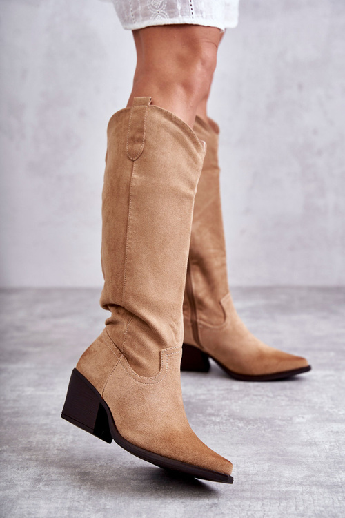 Semišové topánky Casey Beige Cowboy topánky