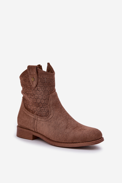 Čižmy S Jemným Vyrezávaným Vzorom Hnedé S.Barski HY51-063