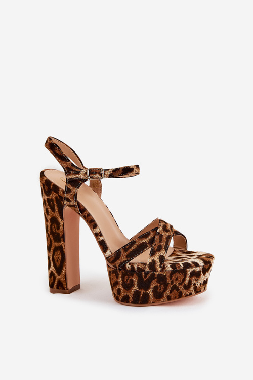 Dámské Sandály Na Podpatku A Platformě Eko Kožené Béžové Lomman