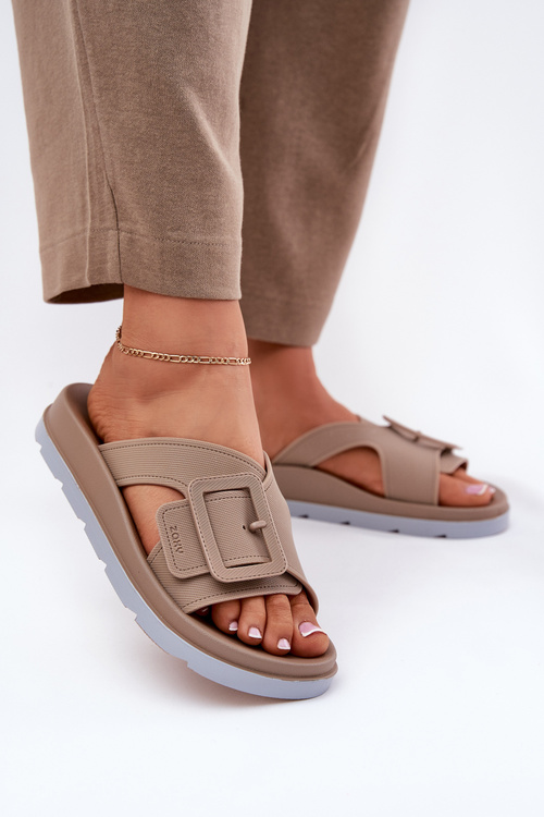 Voňavé Dámske Pantofle S Dekoratívnou Prackou Béžové ZAXY RR285076