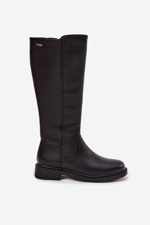 Kožené dámské kozačky s podšívkou na nízkém podpatku Sergio Leone KZ25600-S Černé