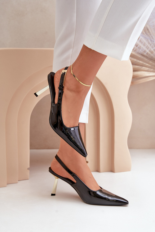 Lakované Lodičky S Otevřenou Patou Černé Filona