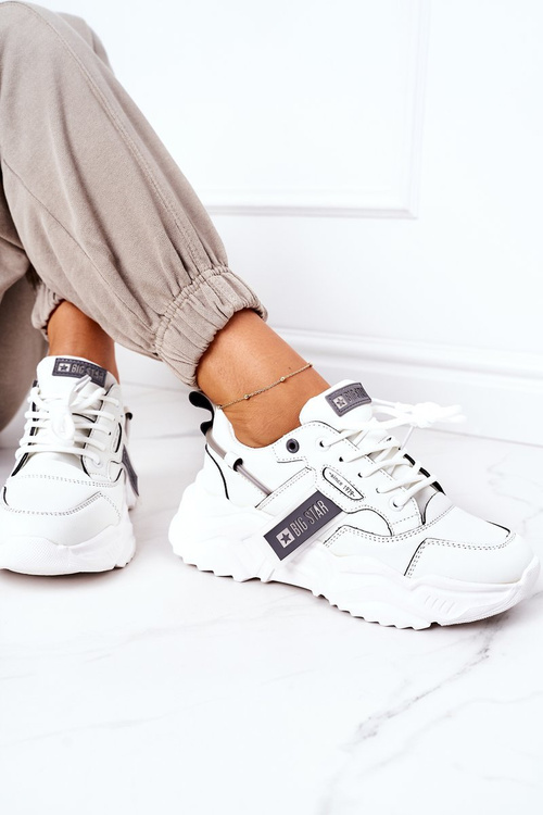 Dámské Sportovní Obuv Sneakers Big Star GG274213 Bile-Šedé