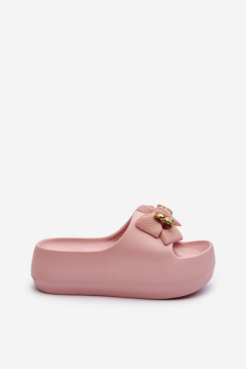 Dámské žabky s mašlí Růžové Salessa