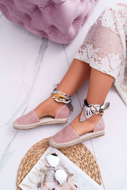 Dámske espadrilly zviazané s ružovou míľou