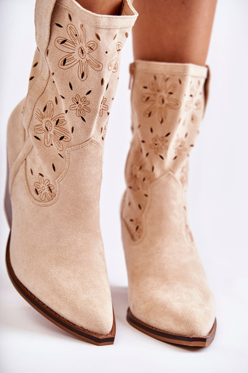 Módne semišové topánky s béžovými kvetmi koralie