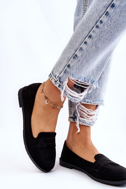 Pohodlné semišové dámské mokasíny Černá Lucca