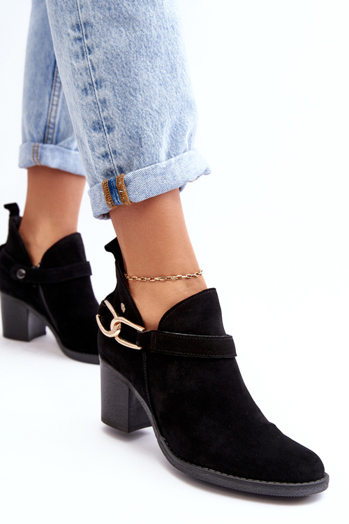 Dámské semišové boty na podpatku Maciejka 06247-01 černé