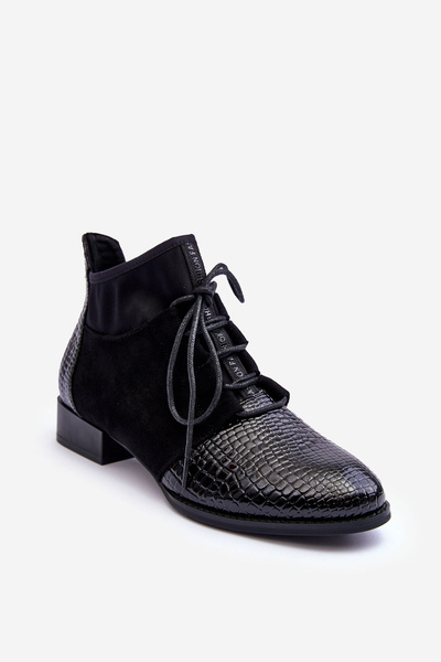 Dámské polobotky na plochém podpatku černé SBarski 259-1