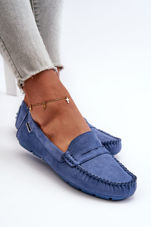 Dámské mokasíny z ekologického semiše modré Rerceria