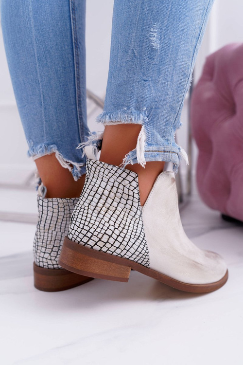 Dámské Kotníkové Ploché Boty Jarní Kožené Zlaté Madness