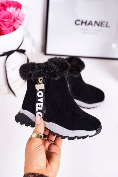 Dětské Teplé Boty Snehule S Kožešinou Černé Love-Love