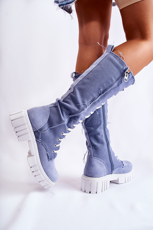 Vysoké vázané boty Kayra Modrá Trappers