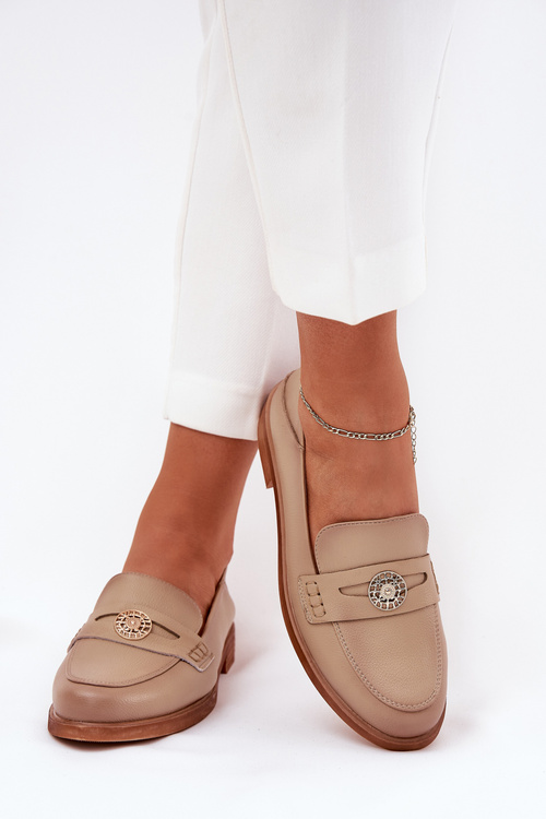 Elegantní Dámské Mokasíny Z Přírodní Kůže Vinceza 18100 Béžové