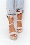 Klínové Sandály S Copánky Béžové Baleary