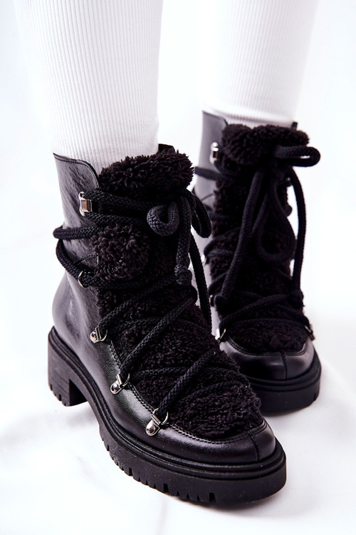 Kožené topánky zviazané lewski čierne 3116