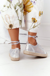 Šněrované Prolamované Espadrilles S.Barski L17704 Stříbrne