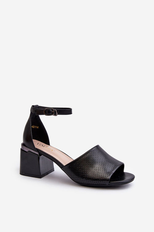 Dámské sandály na podpatku z ekokůže černé Horissa