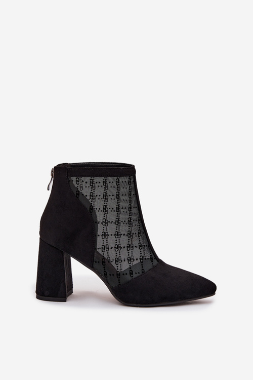 Dámske čižmy na opätku s sieťkou D A LZ52 944 čierne