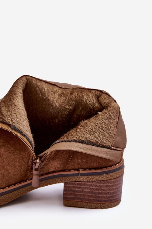 Kožené Botky Na Nízkém Sloupku Hnědé Laurisa