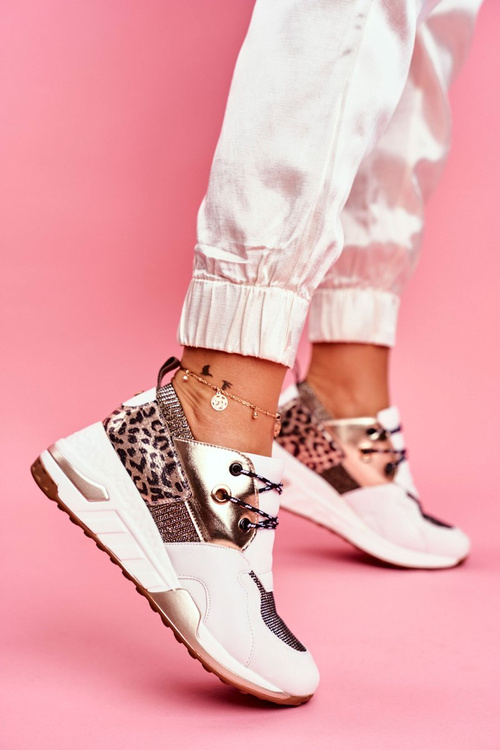 Dámske športové topánky tenisky biele a zlaté semper