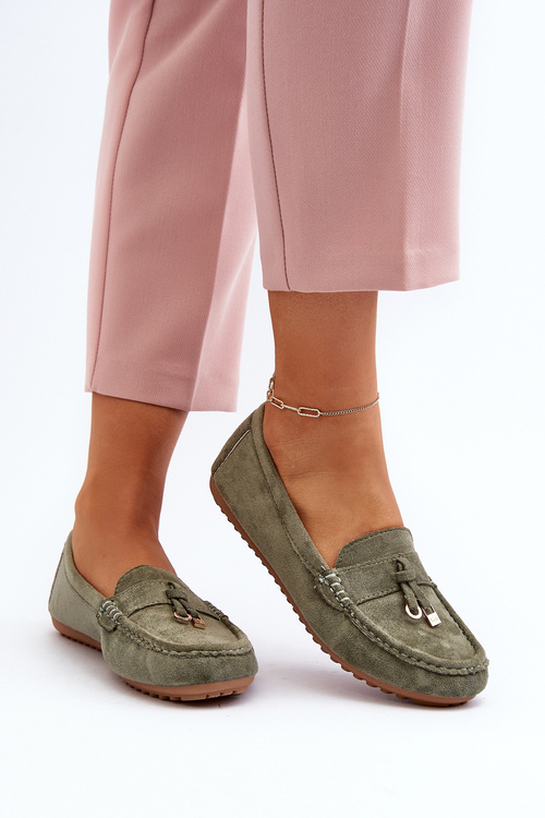 Dámské Zamszové Klasické Mokasíny Zelené Ontala