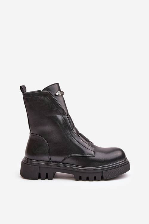 Zateplené botky workerky dámské na zip eko kůže černé Mailyra