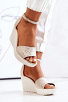 Ženské klinové sandále Laura Messi 2389 béžová