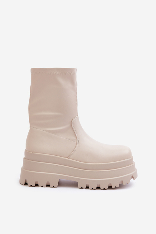 Boty Na Masivní Platformě Světle Béžové Florinara