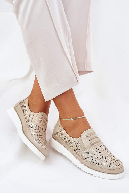 Dámske Polobotky Nazúvacie S Dierovaním Zlaté Azethia